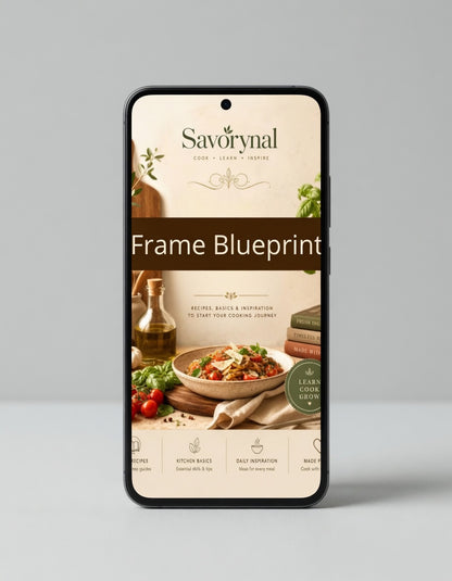 Smartphone displaying the Savorynal app on a gray background